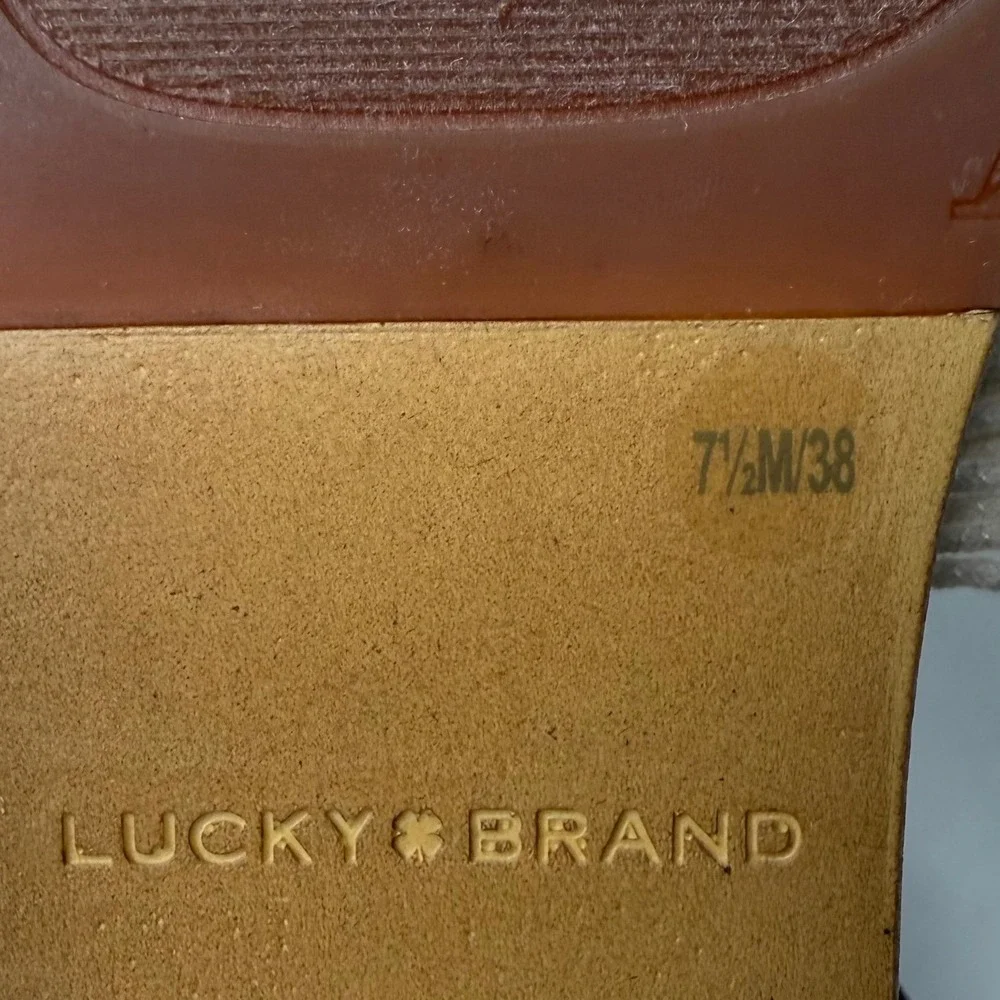 Lucky Brand Platform Sandals Womens‎ Tan Macrame Woven Boho 7.5M